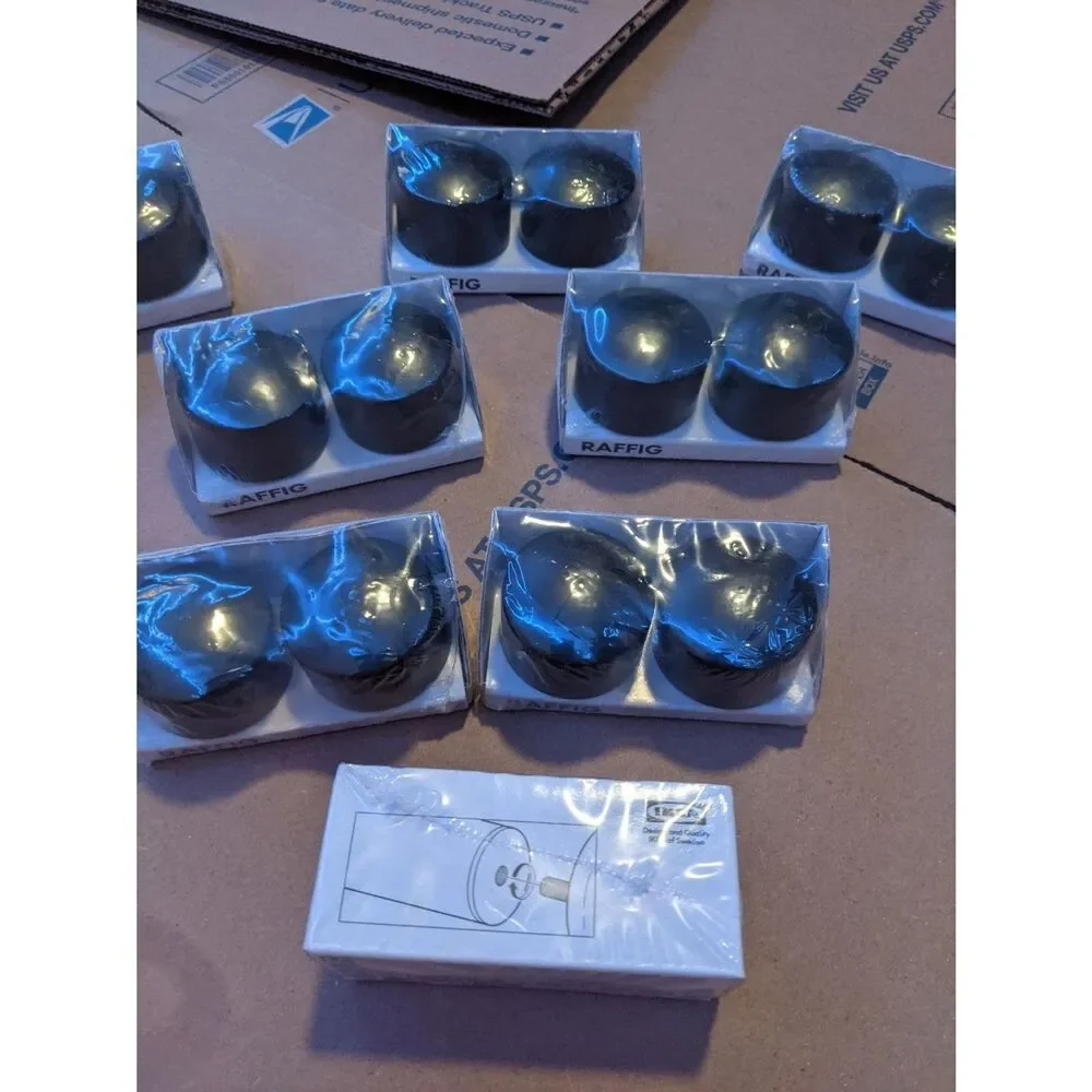 IKEA Raffir Black Curtain Rod Finials Bulk Lot 8 Packs 16 Total New 202.199.36